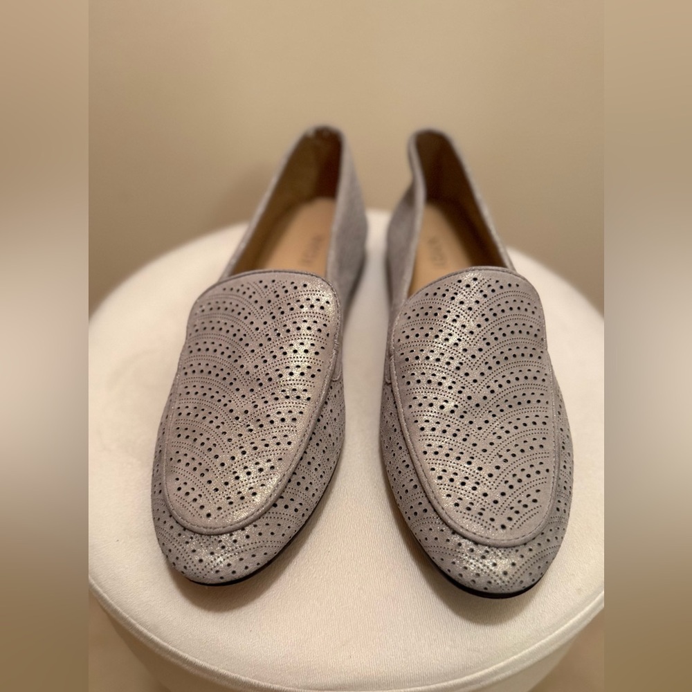 NYDJ Silver Perforated Loafers